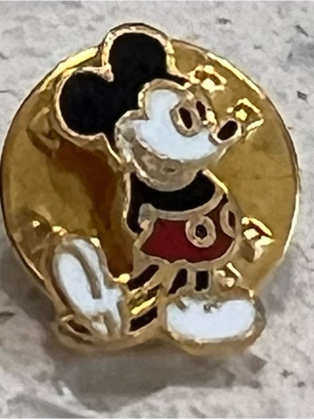 Vintage cloisonné enamel white shoe Mickey Mouse tie tack